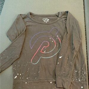 Fun splatter peloton cropped sweatshirt